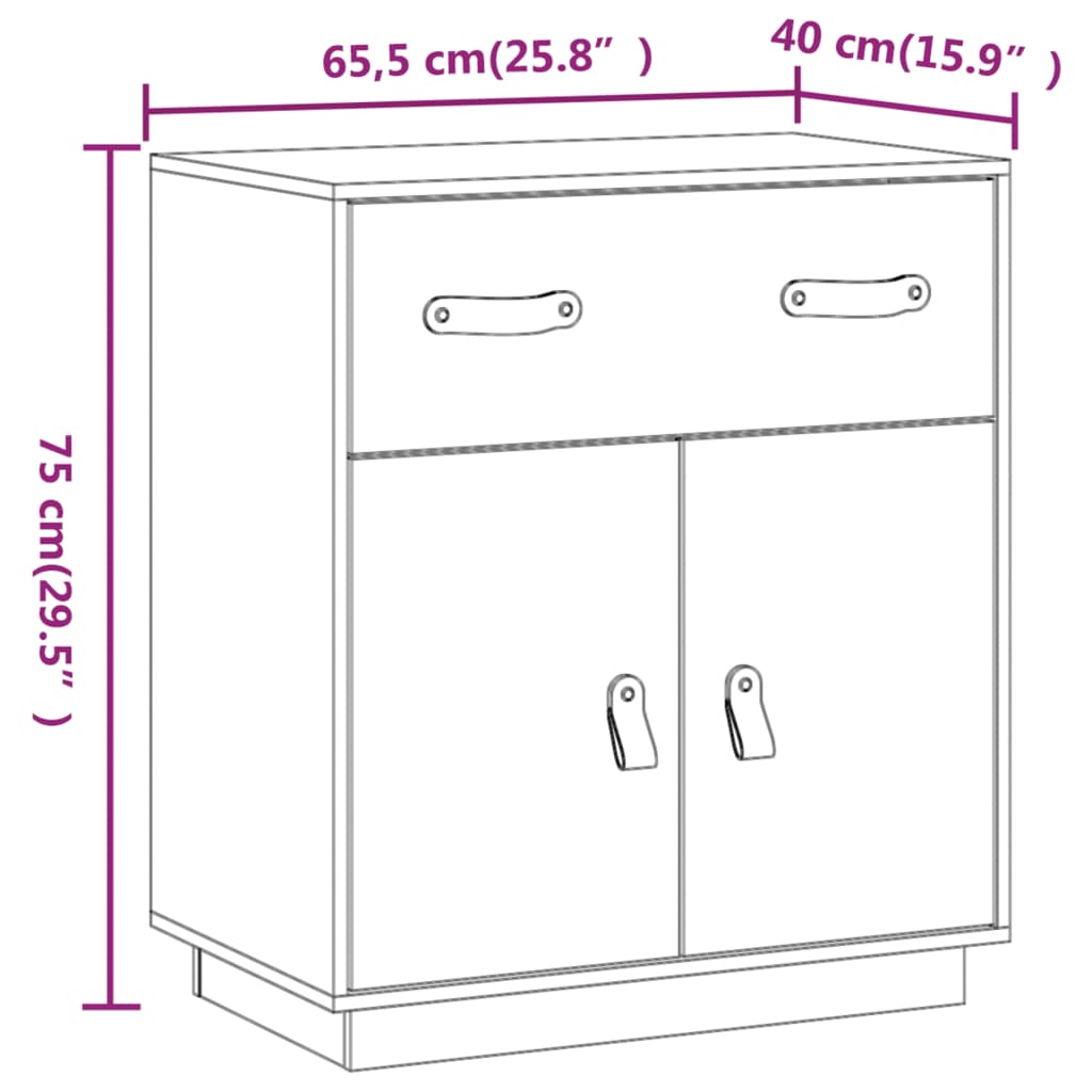 Credenza nera 65,5x40x75 cm Legno di pino massiccio