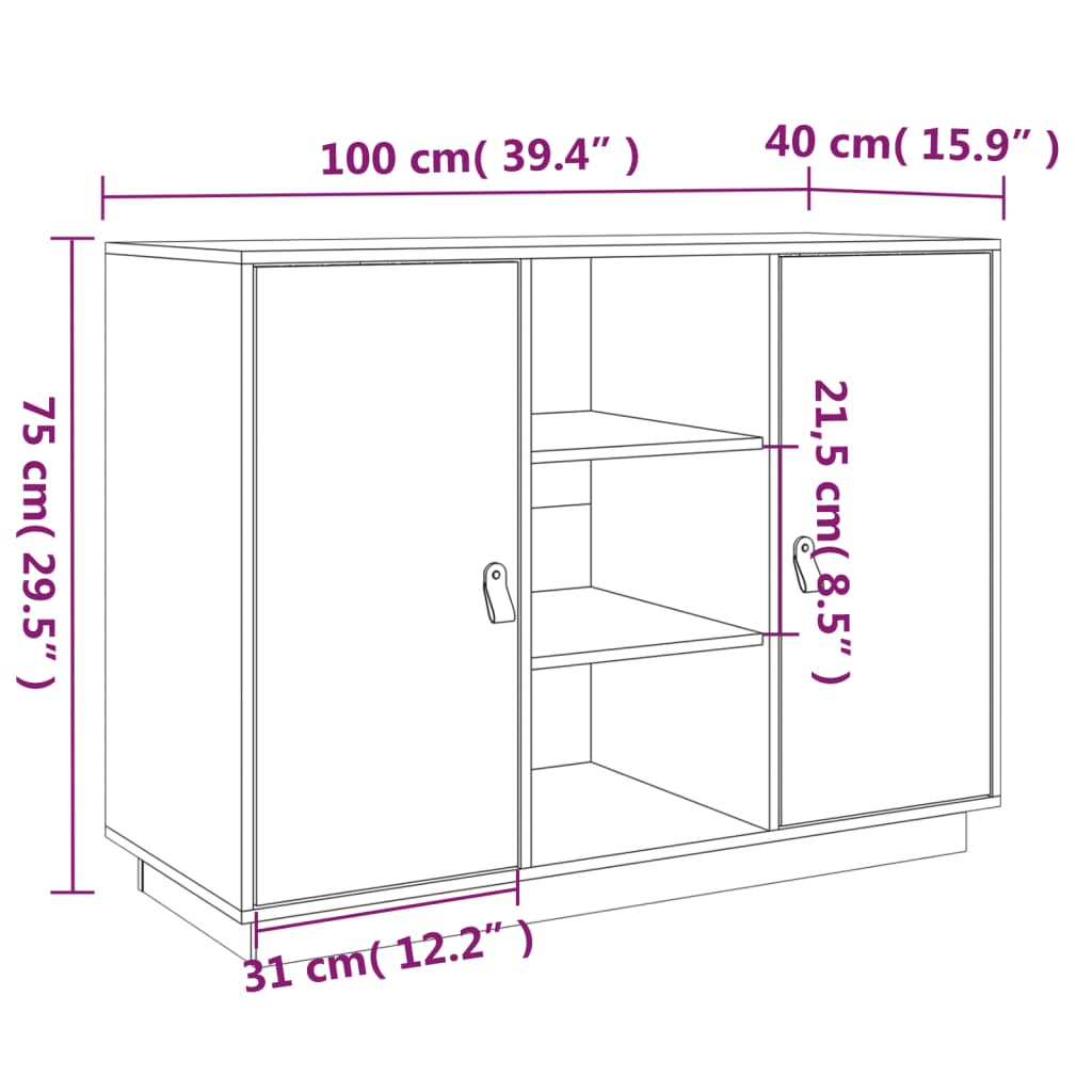 Buffet 100x40x75 cm Bois massif de pin