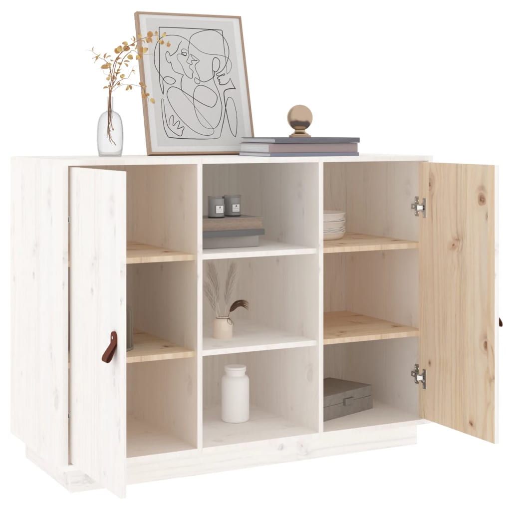 Buffet Blanc 100x40x75 cm Bois massif de pin