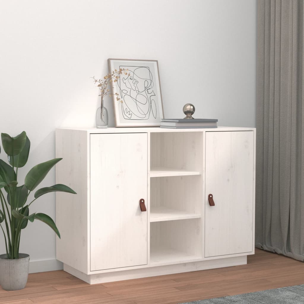 Credenza bianca 100x40x75 cm Legno di pino massiccio