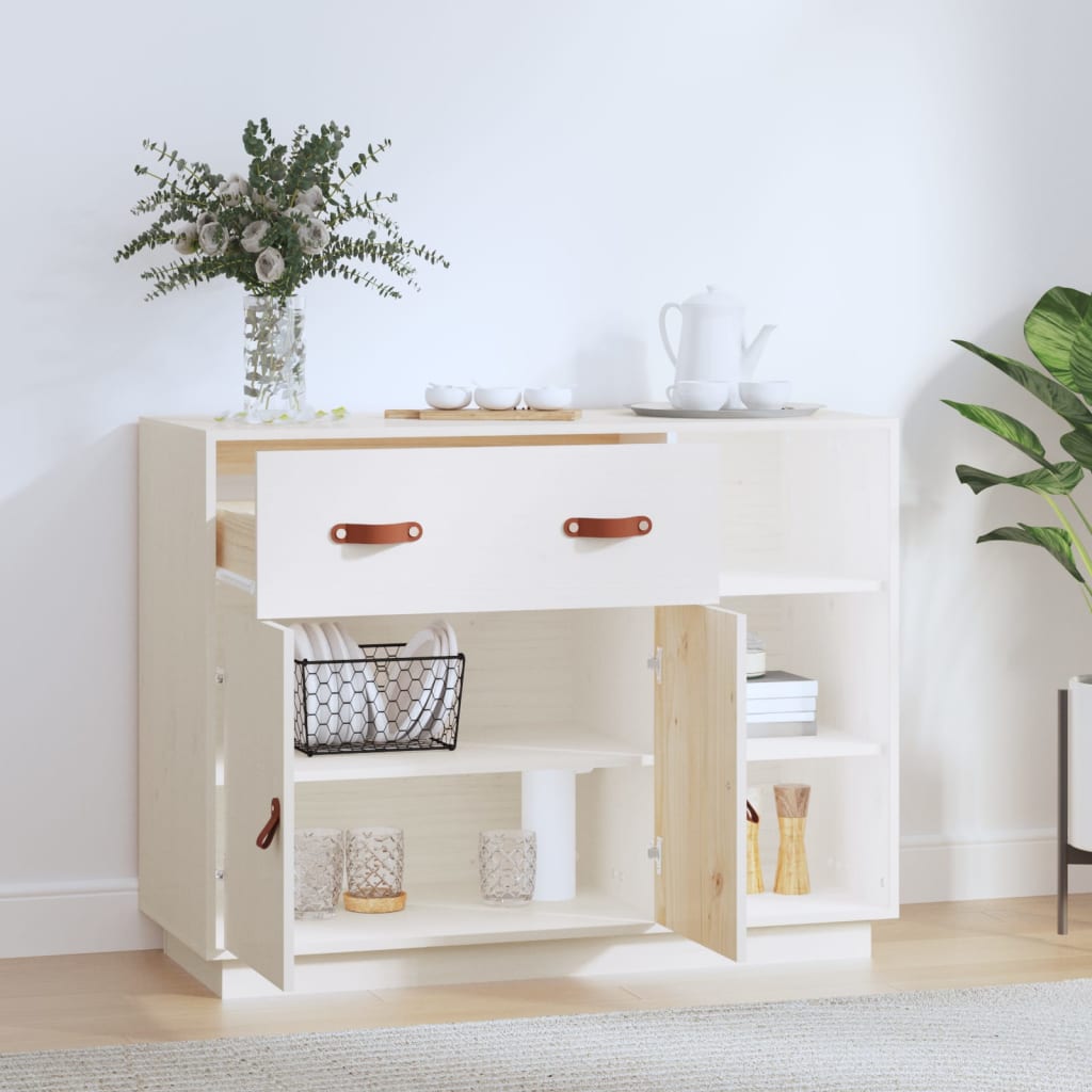 Credenza bianca 98,5x40x75 cm Legno di pino massiccio