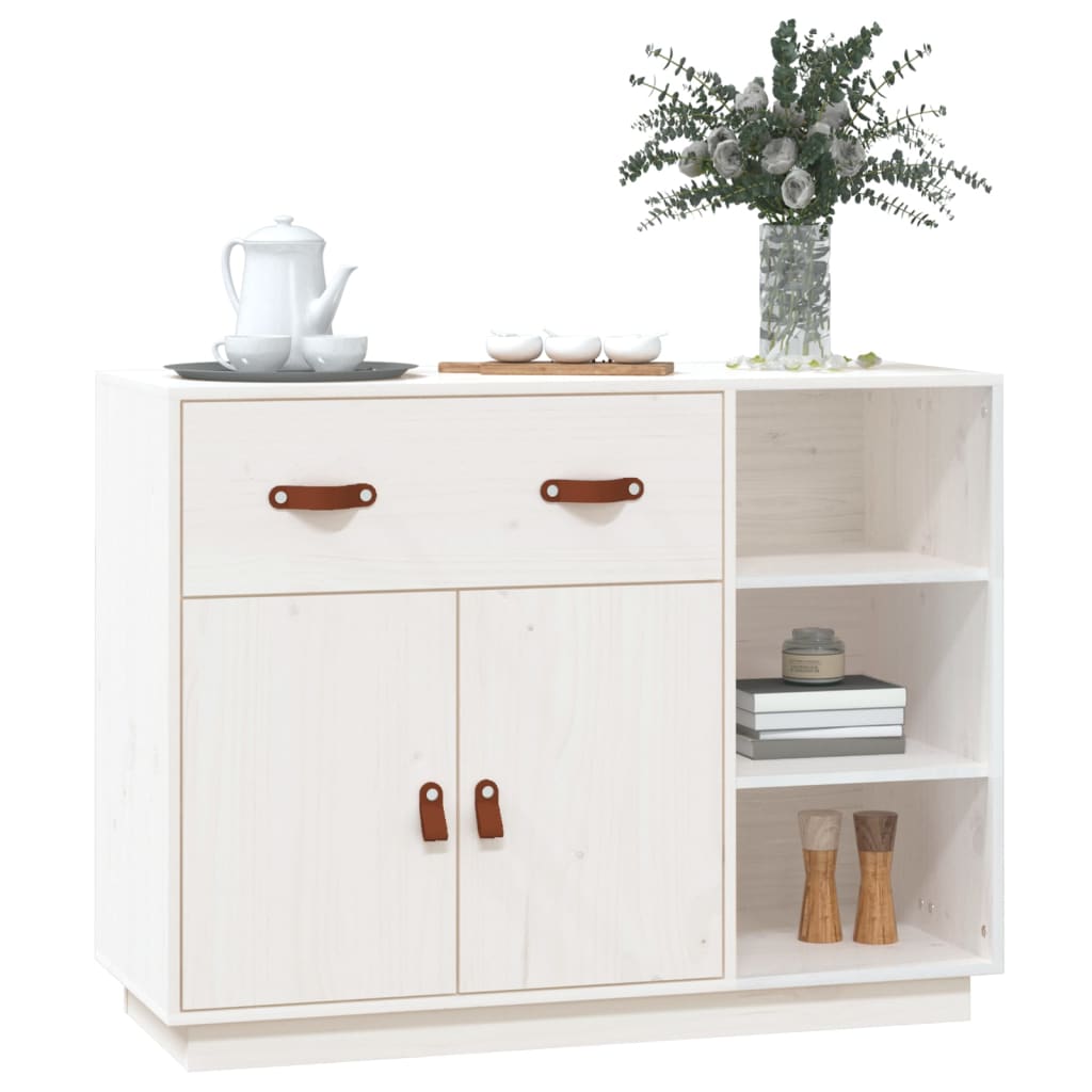 Credenza bianca 98,5x40x75 cm Legno di pino massiccio