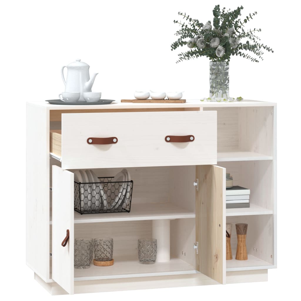 Credenza bianca 98,5x40x75 cm Legno di pino massiccio