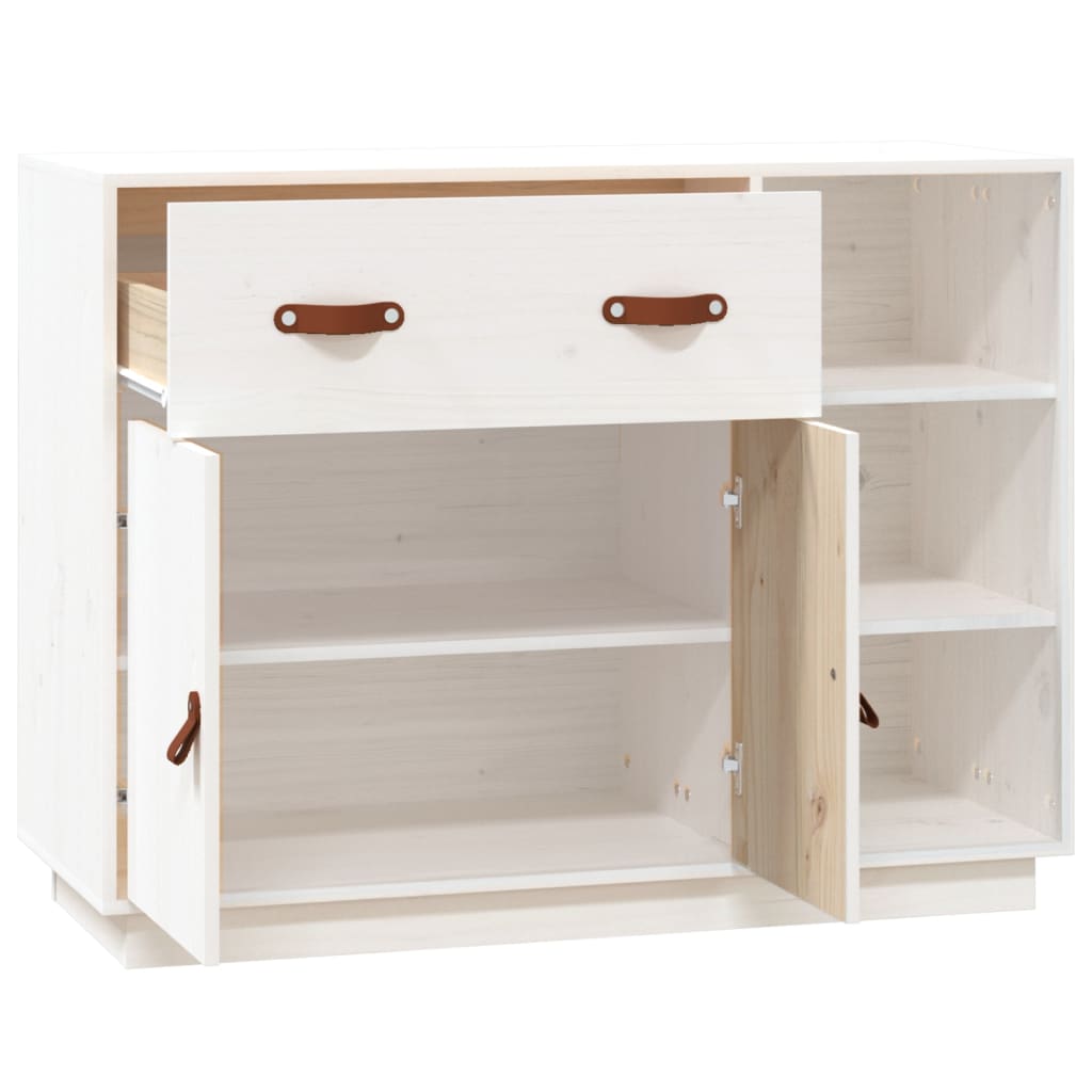 Buffet Blanc 98,5x40x75 cm Bois massif de pin