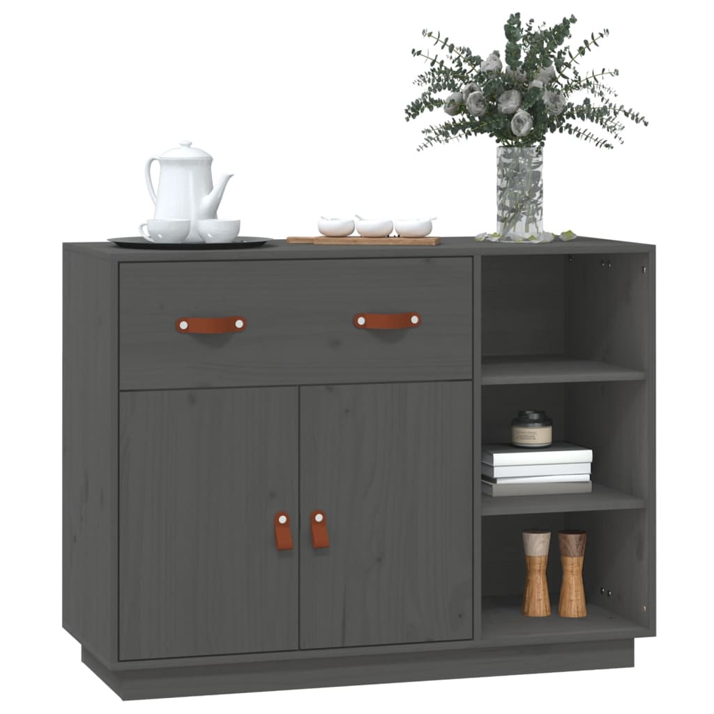 Graues Buffet 98.5x40x75 cm Festkieferholz