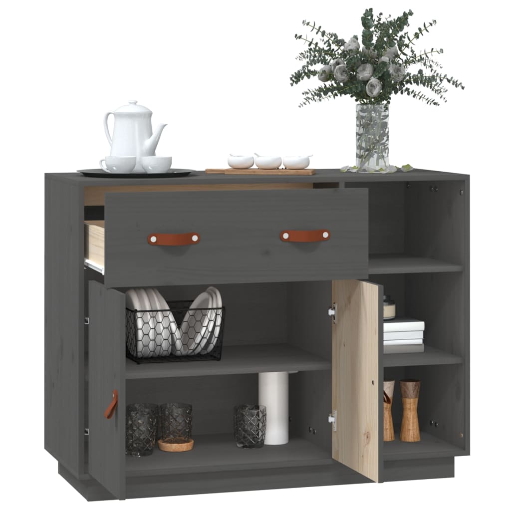 Gray buffet 98.5x40x75 cm Solid pine wood