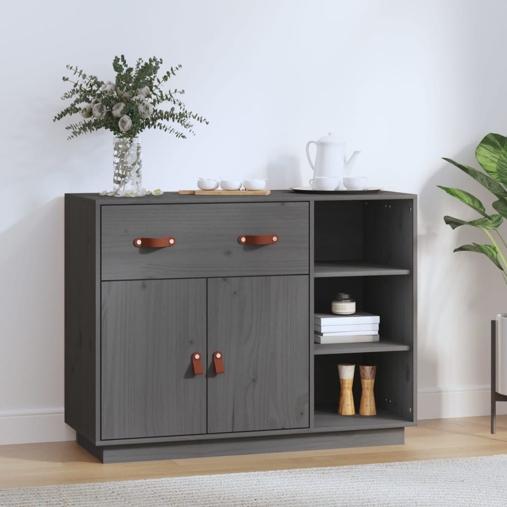 Gray buffet 98.5x40x75 cm Solid pine wood