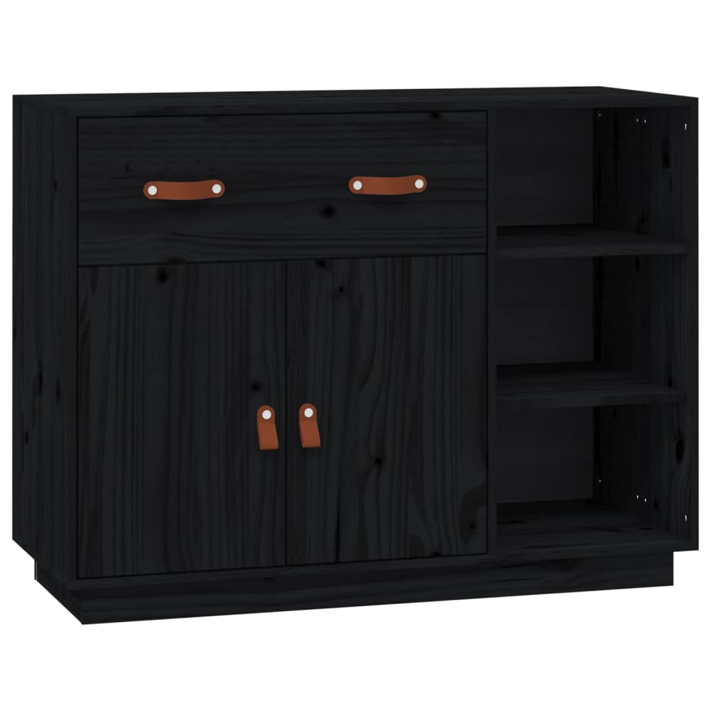 Schwarzes Buffet 98.5x40x75 cm Festkieferholz