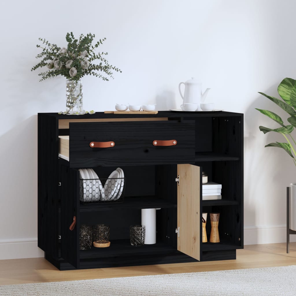 Black buffet 98.5x40x75 cm solid pine wood