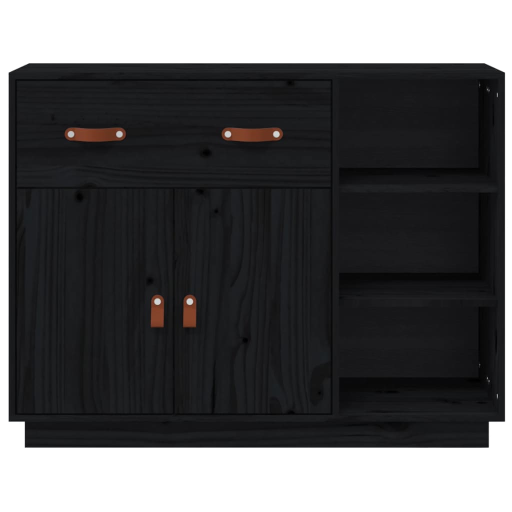 Buffet nero 98.5x40x75 cm in legno di pino solido