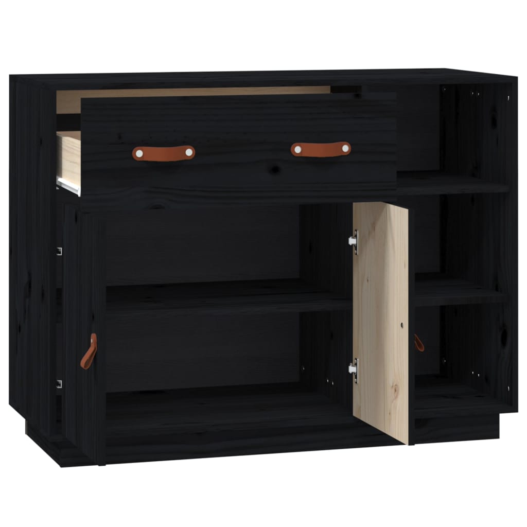 Buffet nero 98.5x40x75 cm in legno di pino solido