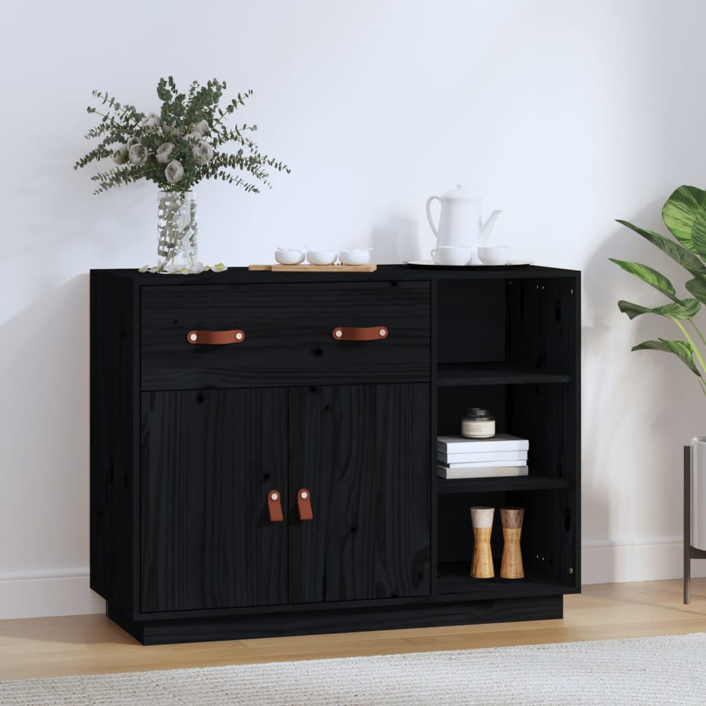 Black buffet 98.5x40x75 cm solid pine wood