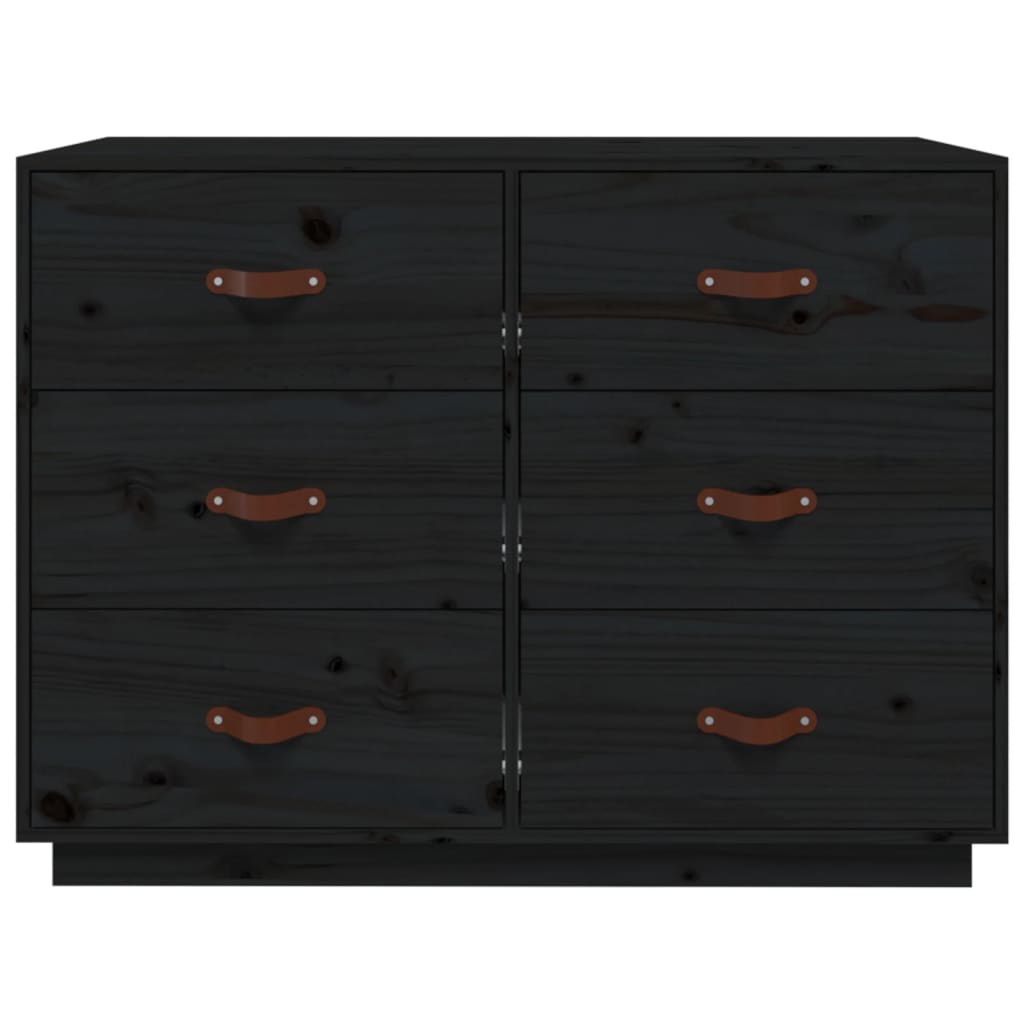 Black buffet 100x40x75 cm solid pine wood