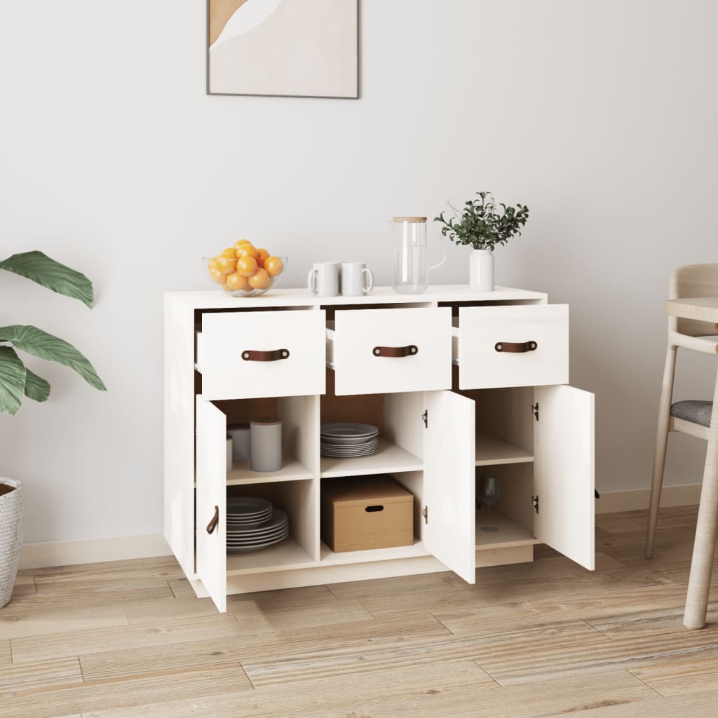 White buffet 100x40x75 cm solid pine wood