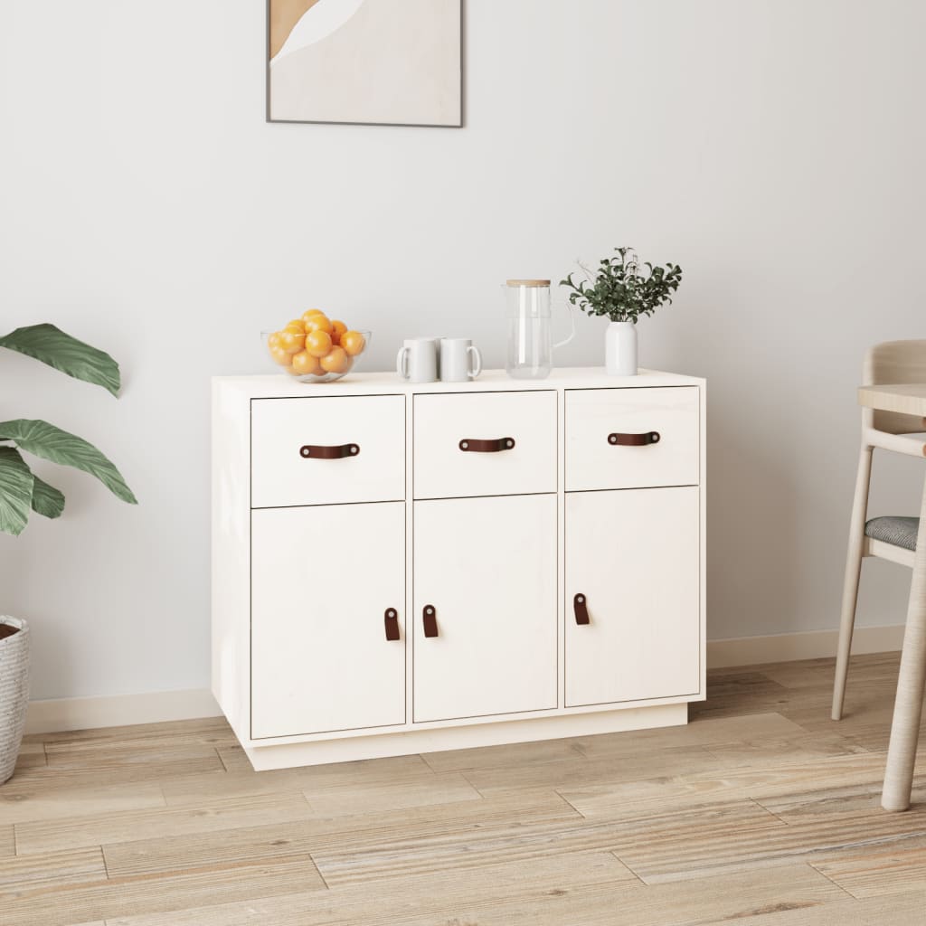 White buffet 100x40x75 cm solid pine wood