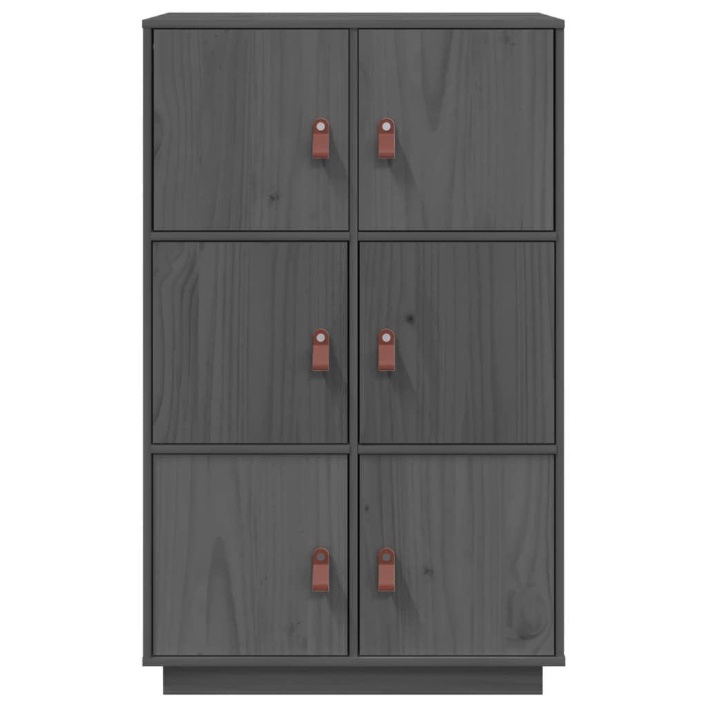 Buffet haut Gris 67x40x108,5 cm Bois massif de pin