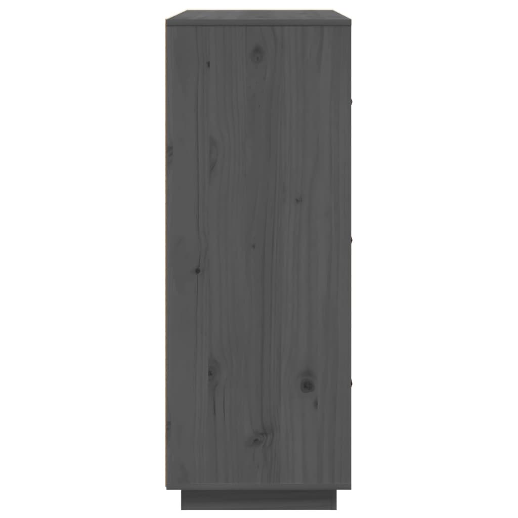 Buffet haut Gris 67x40x108,5 cm Bois massif de pin