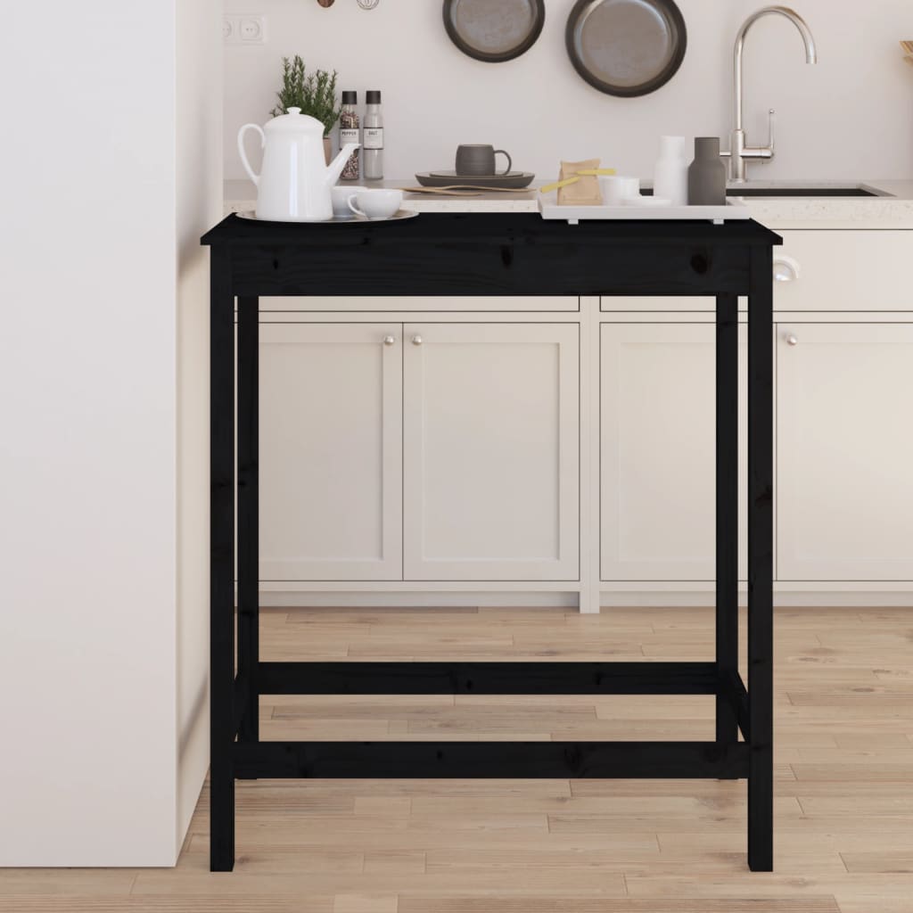 Black bar table 100x50x110 cm solid pine wood