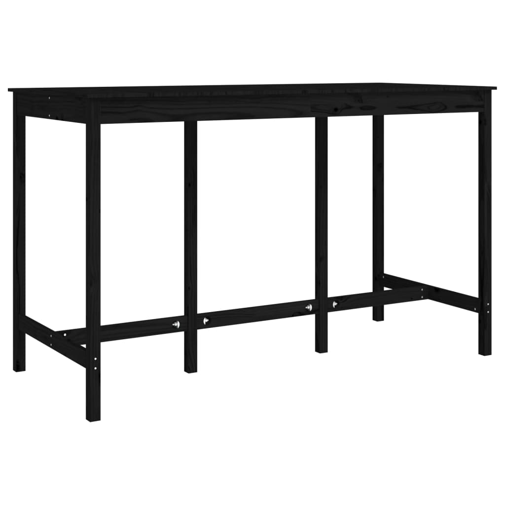 Black bar table 180x80x110 cm solid pine wood