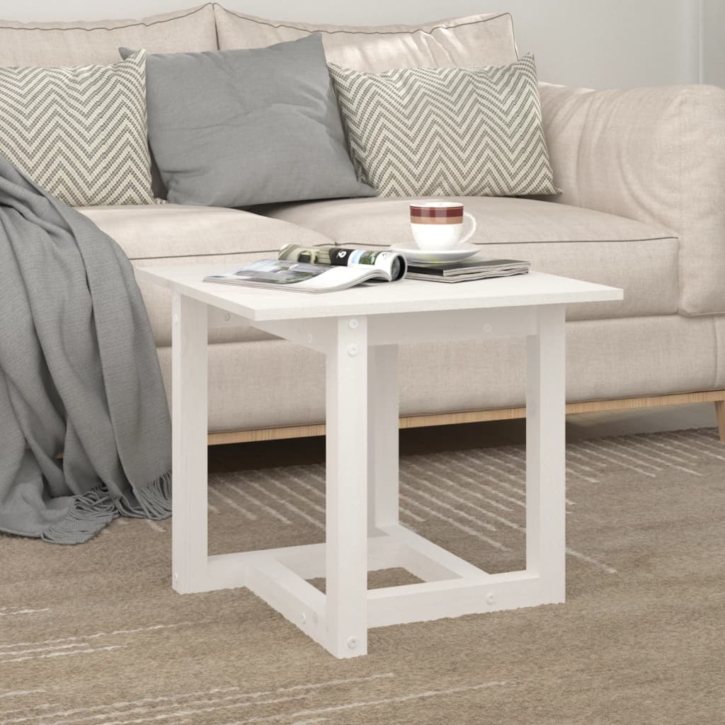 White coffee table 50x50x45 cm solid pine wood
