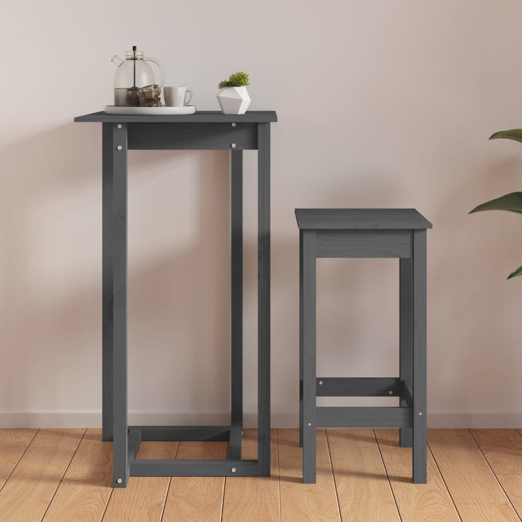 Gray bar table 60x60x110 cm solid pine wood