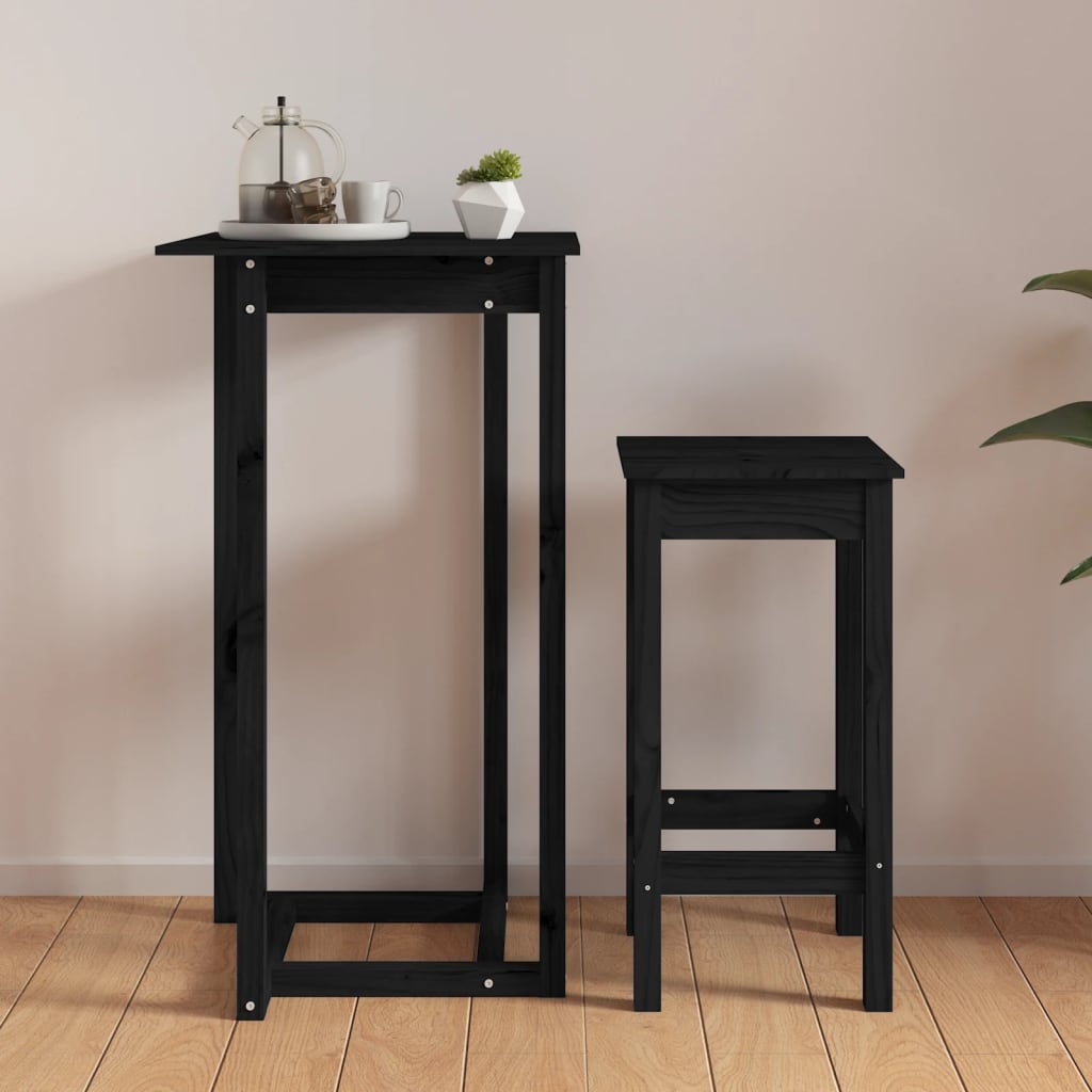 Black bar table 60x60x110 cm solid pine wood
