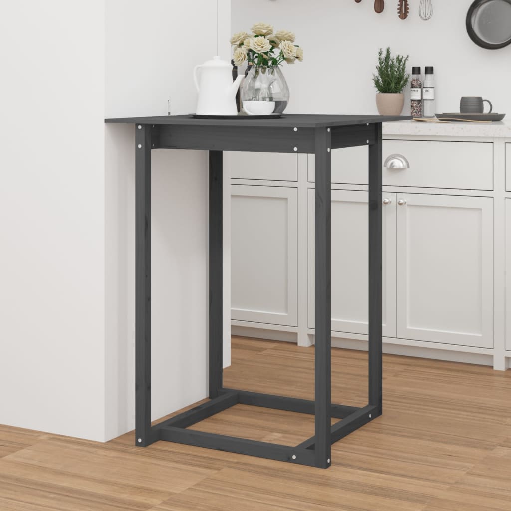 Gray bar table 80x80x110 cm Solid pine wood