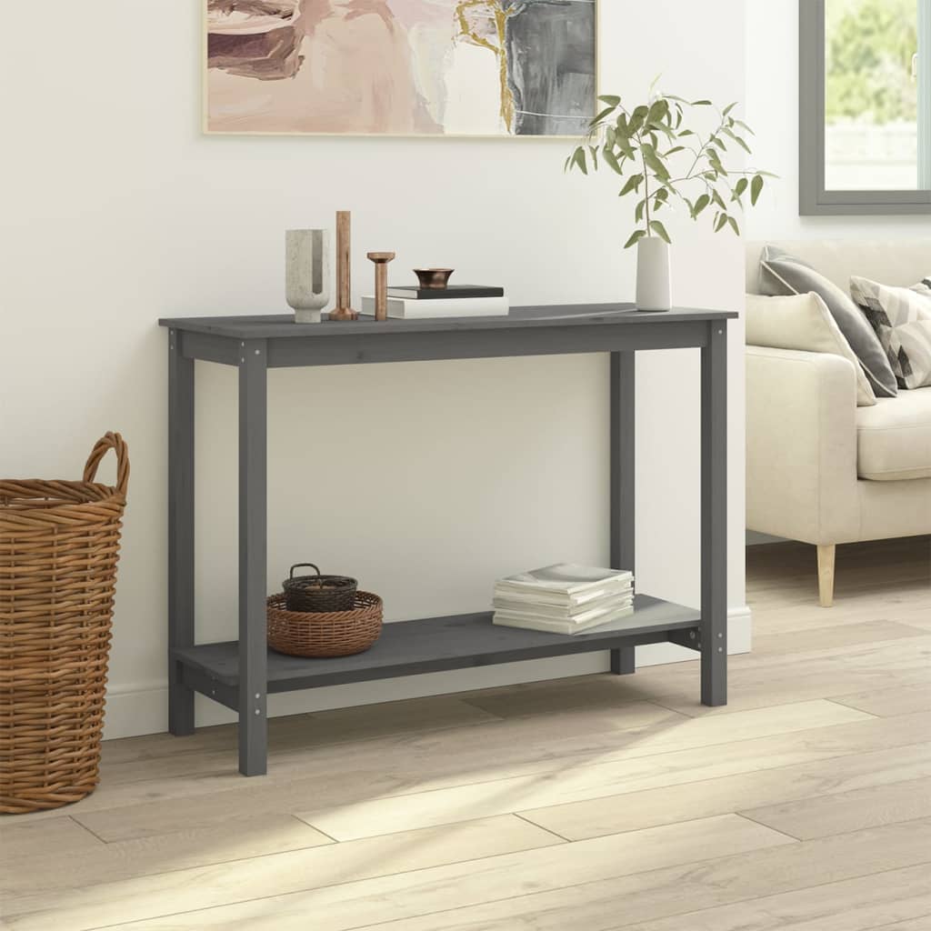 Gray console table 110x40x80 cm solid pine wood