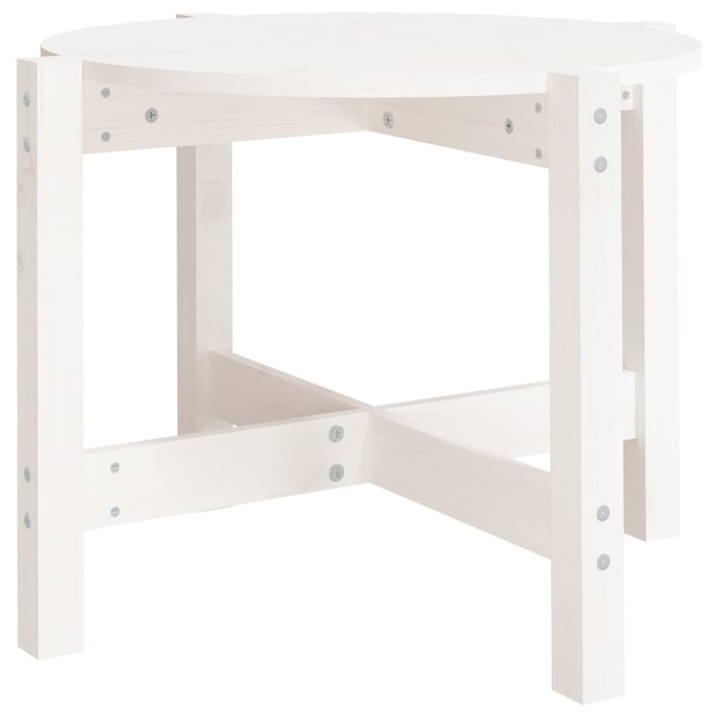 White coffee table Ø 62.5x45 cm solid pine wood