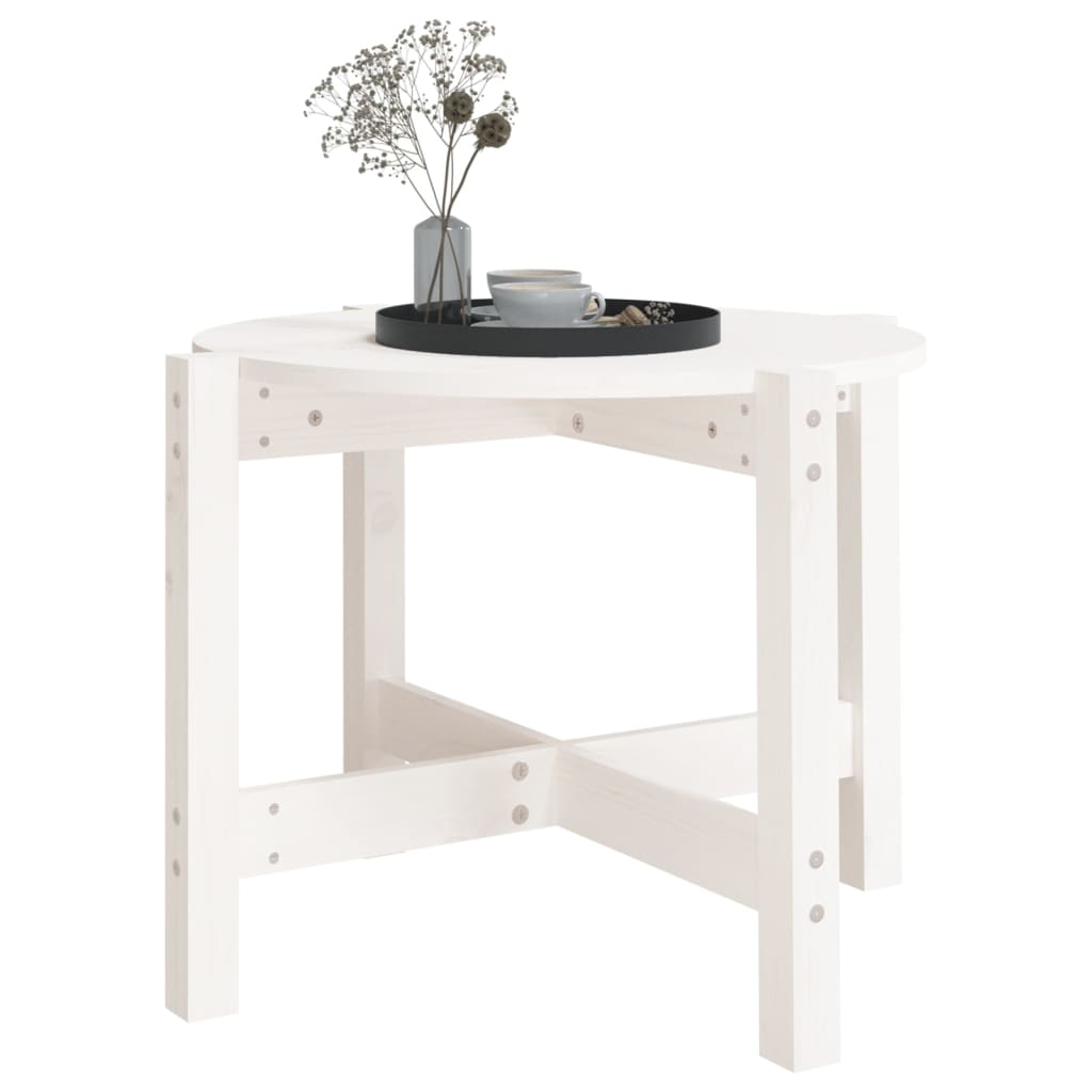 White coffee table Ø 62.5x45 cm solid pine wood