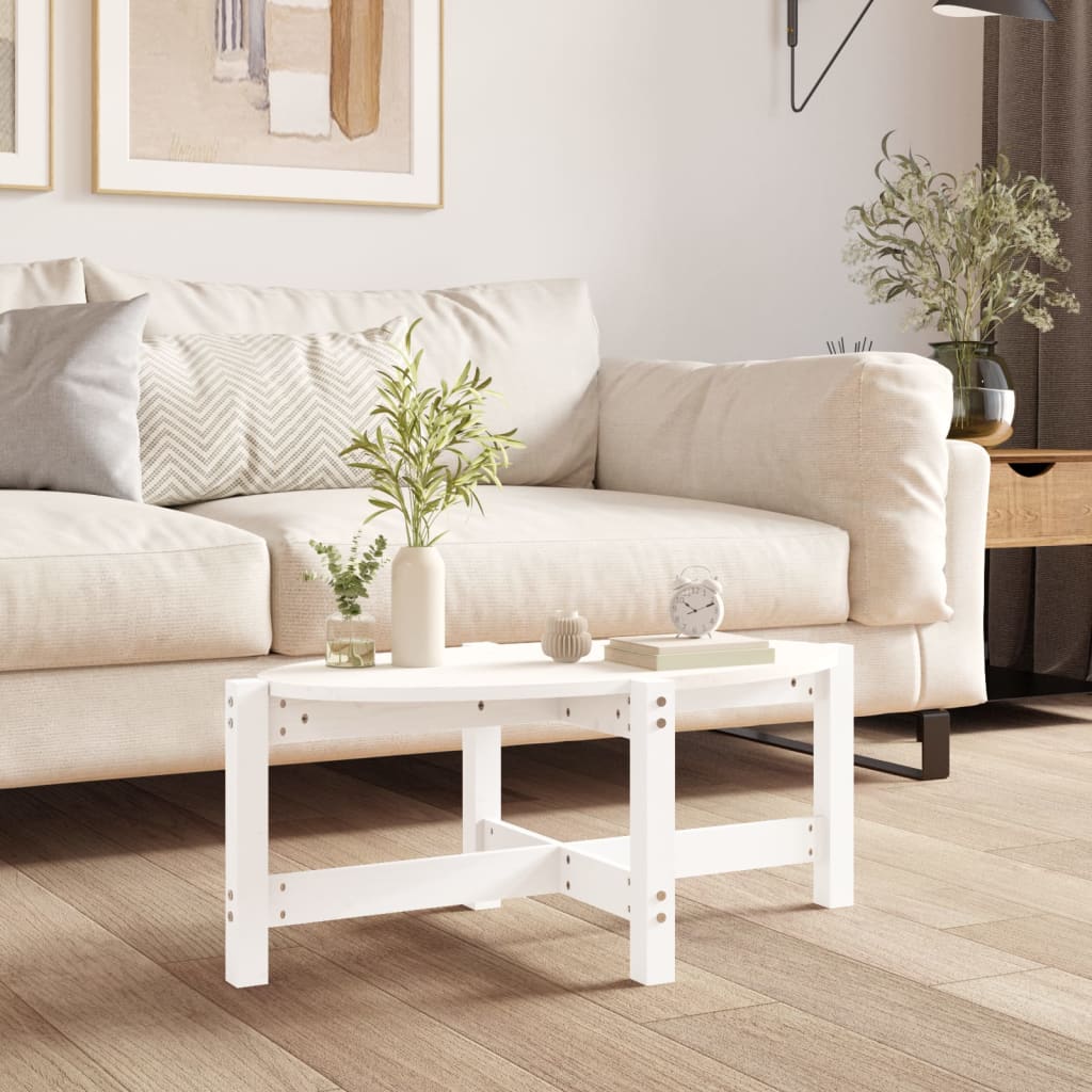 White coffee table 87x48x35 cm solid pine wood