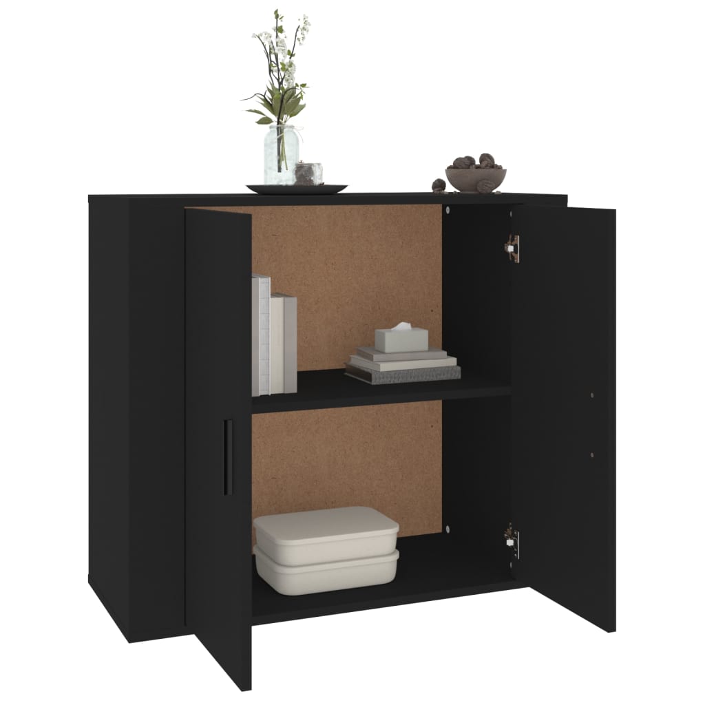 Buffet Noir 80x33x70 cm Bois d'ingénierie