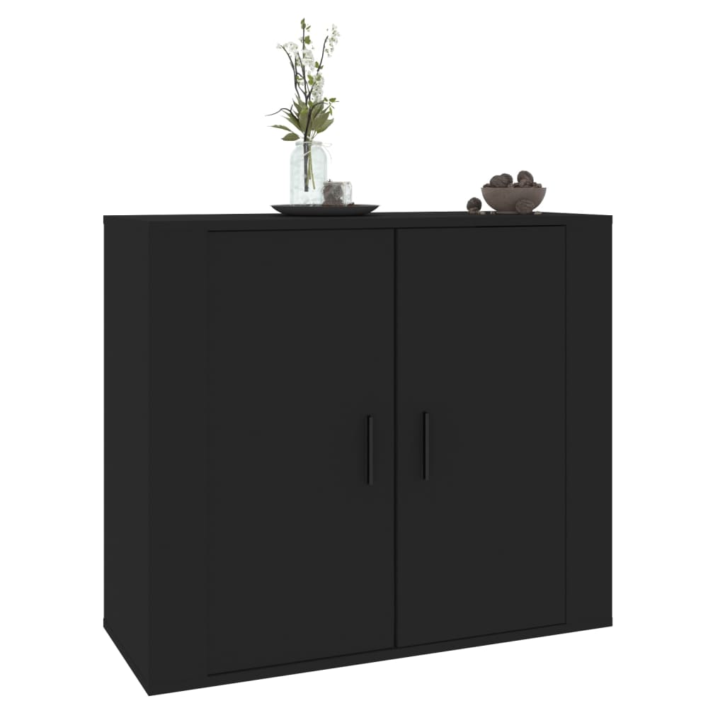 Credenza nera 80x33x70 cm MDF