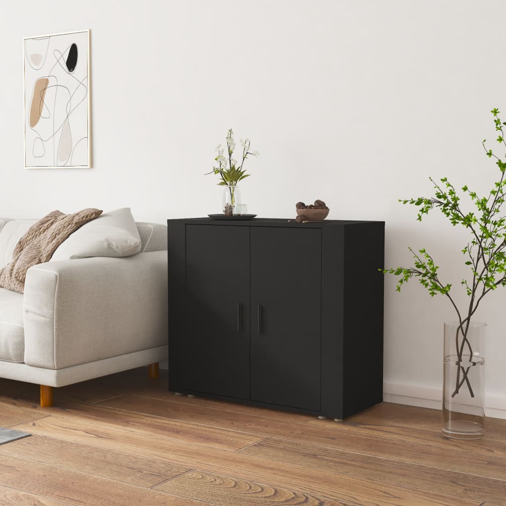 Buffet Noir 80x33x70 cm Bois d'ingénierie