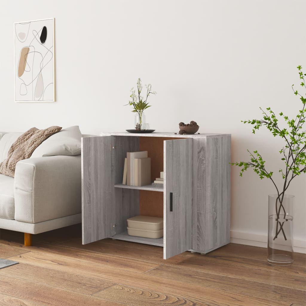 Credenza Sonoma grigia 80x33x70 cm MDF