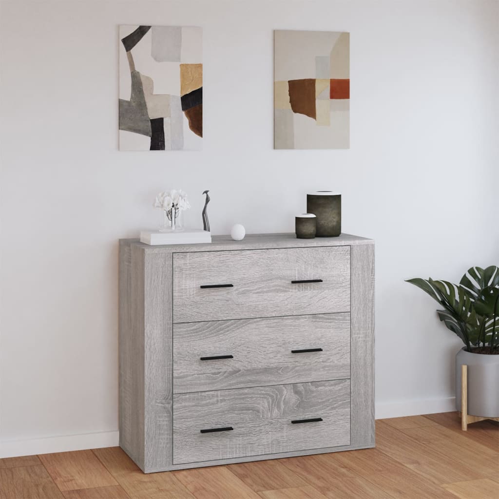 Credenza Sonoma grigia 80x33x70 cm MDF