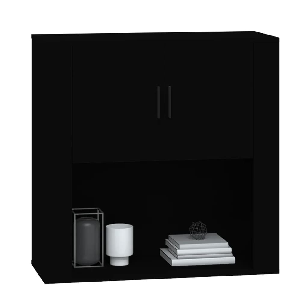 Black wall cabinet 80x33x80 cm Engineering wood