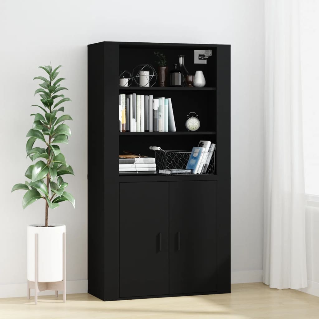 Black wall cabinet 80x33x80 cm Engineering wood