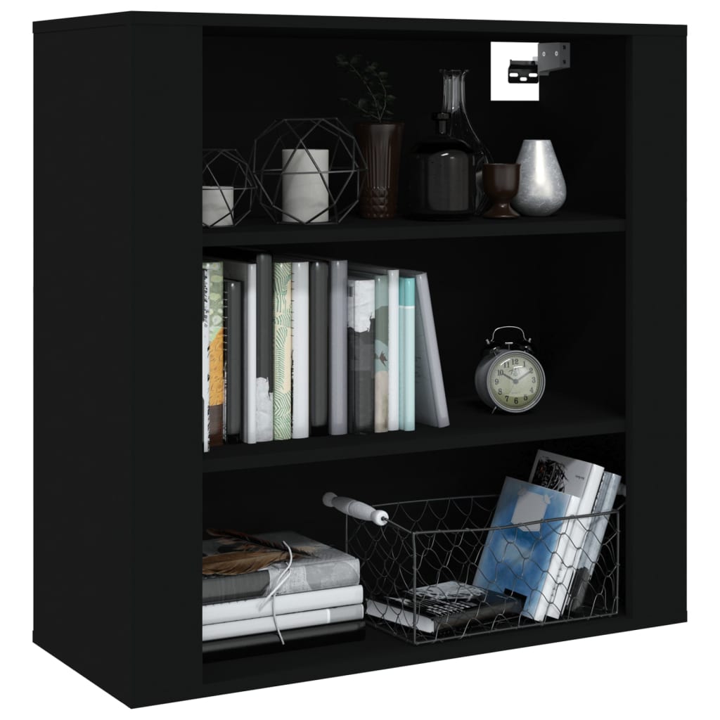 Black wall cabinet 80x33x80 cm Engineering wood