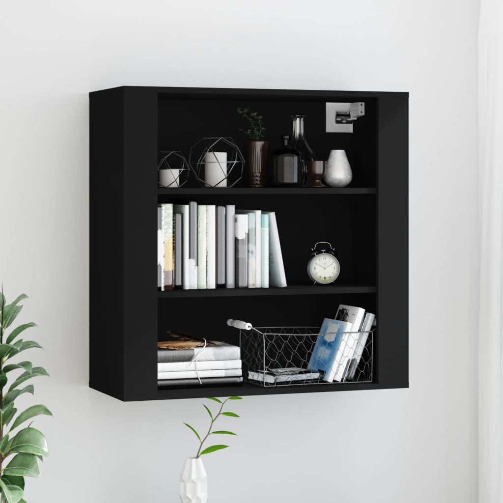 Black wall cabinet 80x33x80 cm Engineering wood