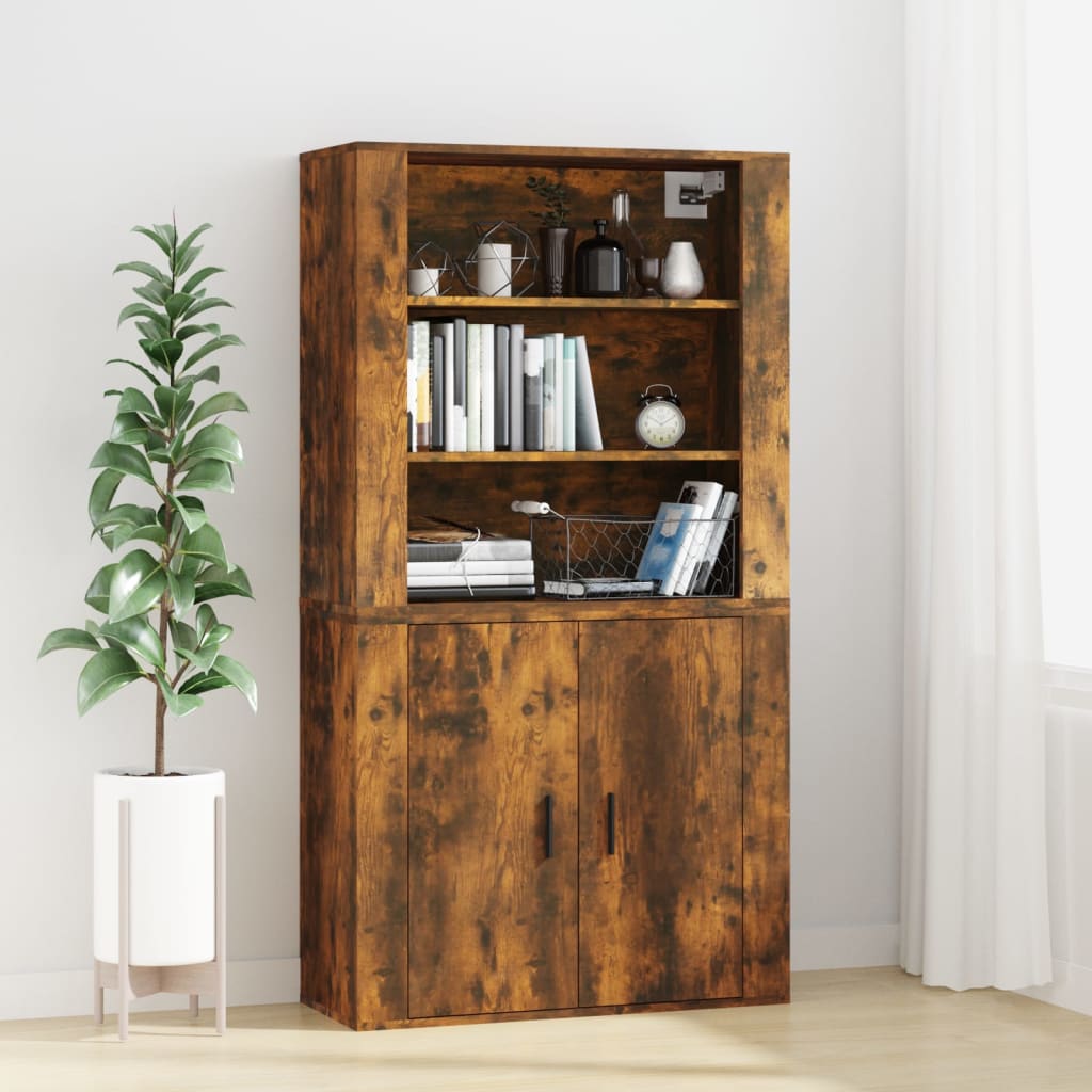 Smoked oak wall cabinet 80x33x80 cm engineering wood