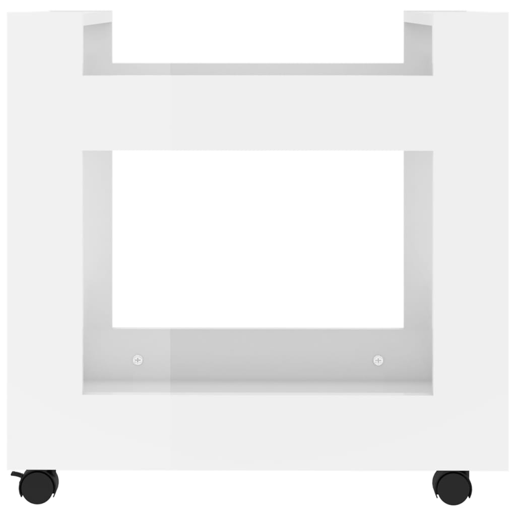 Carrello da ufficio Bianco lucido 60x45x60 cm MDF