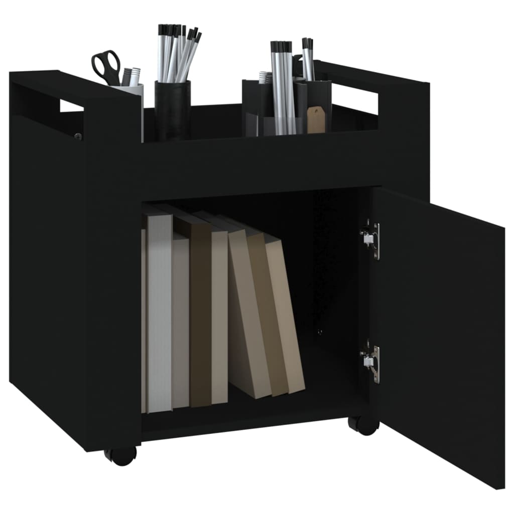 Black office cart 60x45x60 cm Engineering wood