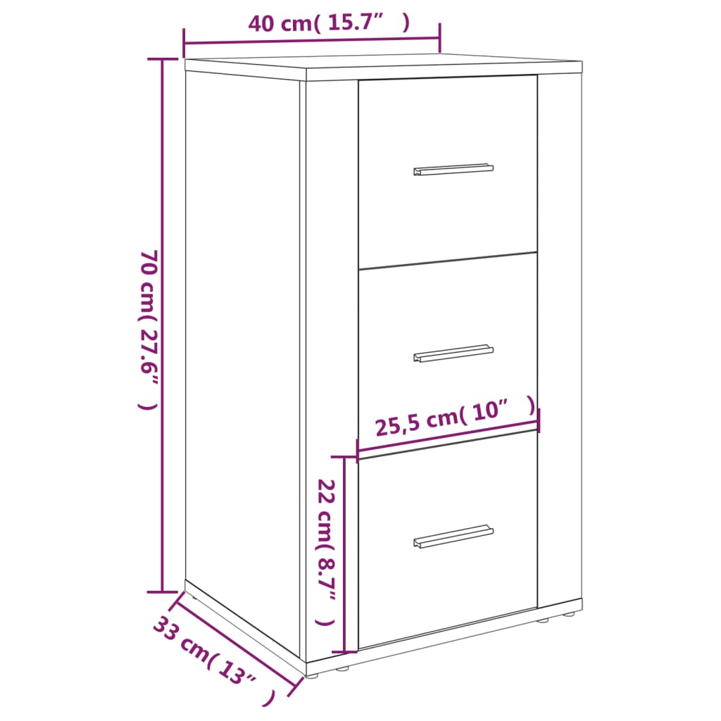 Credenza bianca 40x33x70 cm MDF