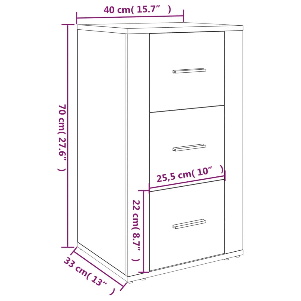 Buffet Gris béton 40x33x70 cm Bois d'ingénierie