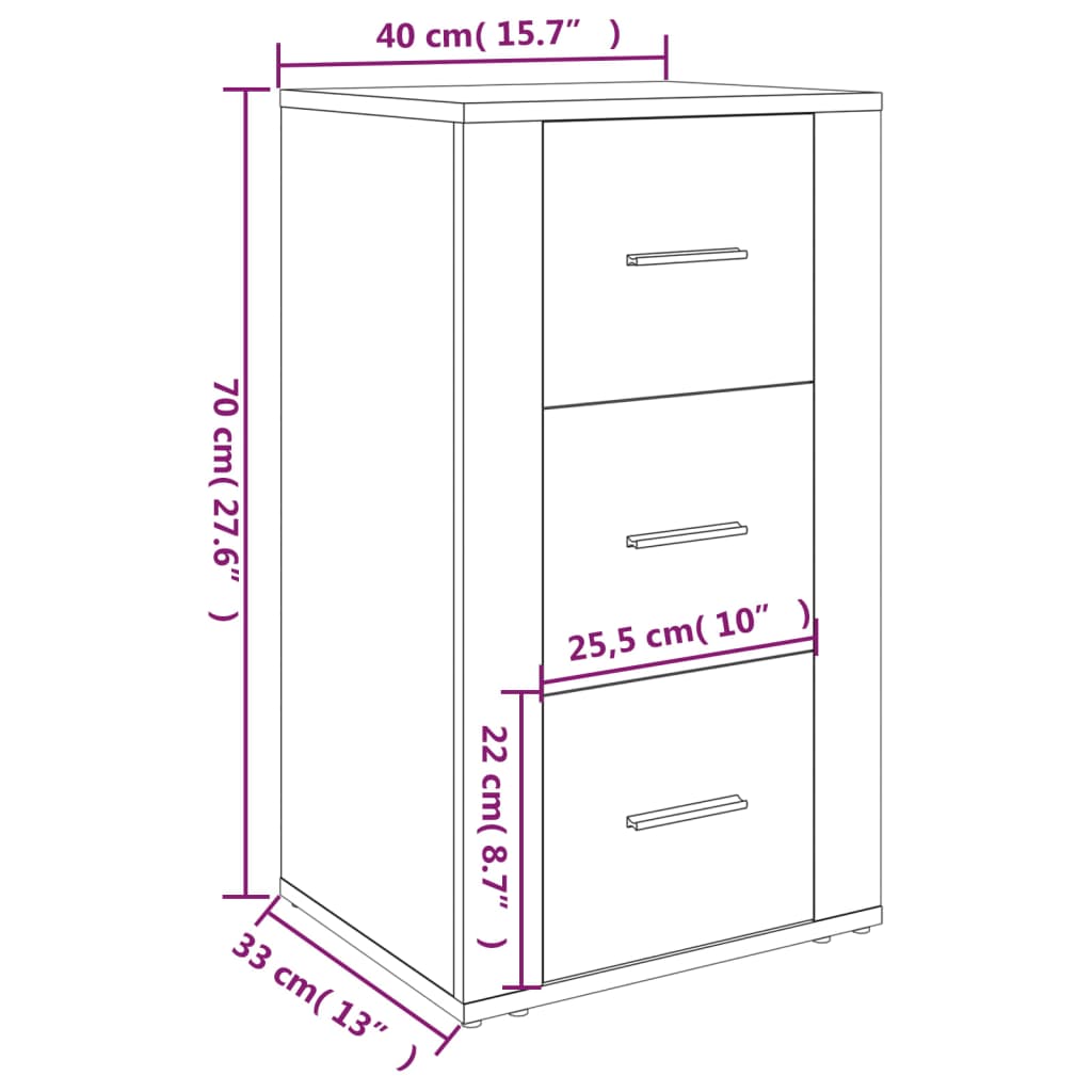 Credenza Rovere Affumicato 40x33x70 cm MDF