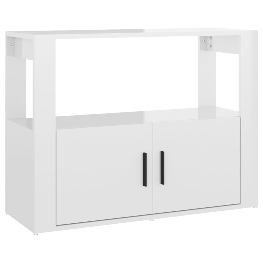 Buffet Blanc brillant 80x30x60 cm Bois d'ingénierie