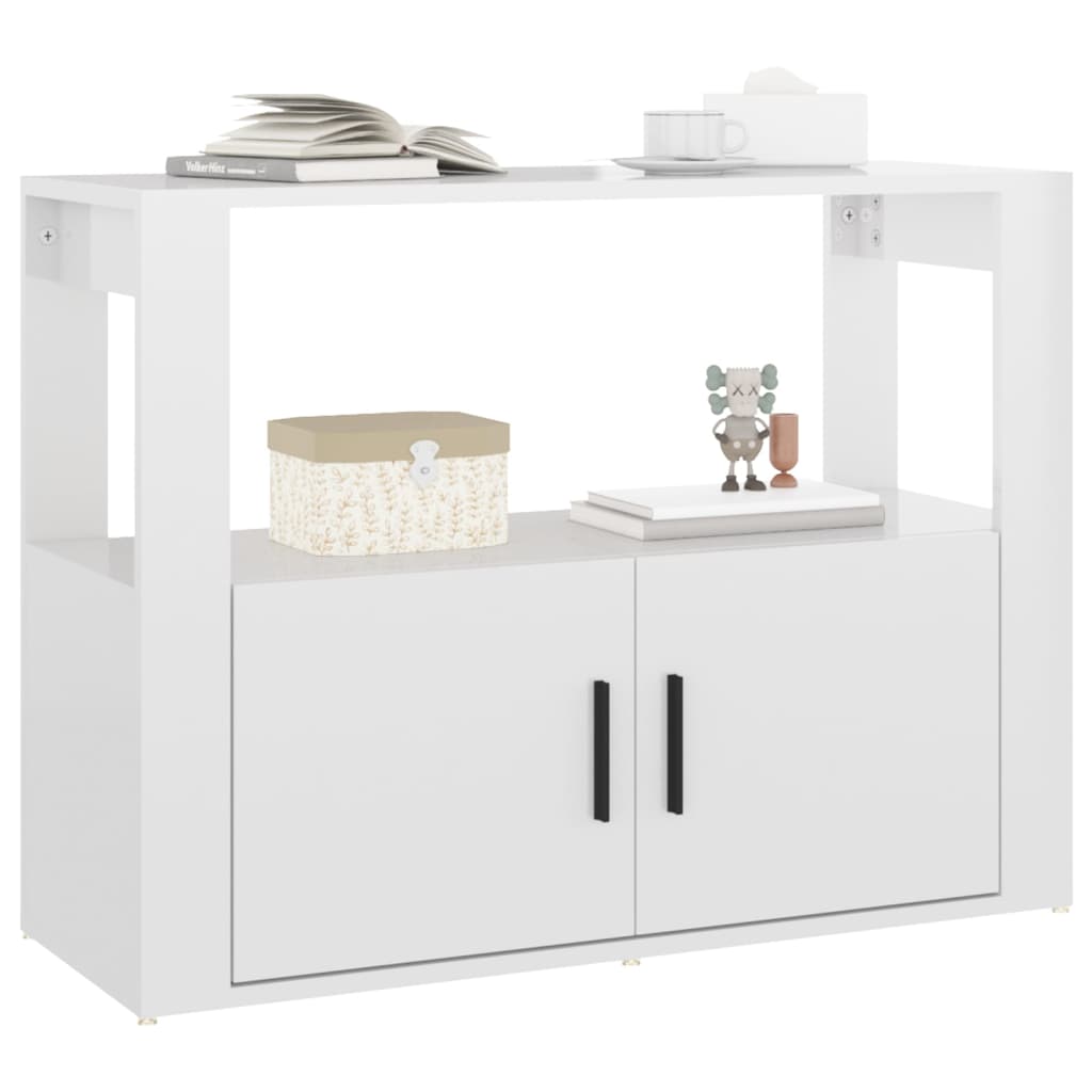 Shiny white buffet 80x30x60 cm engineering wood