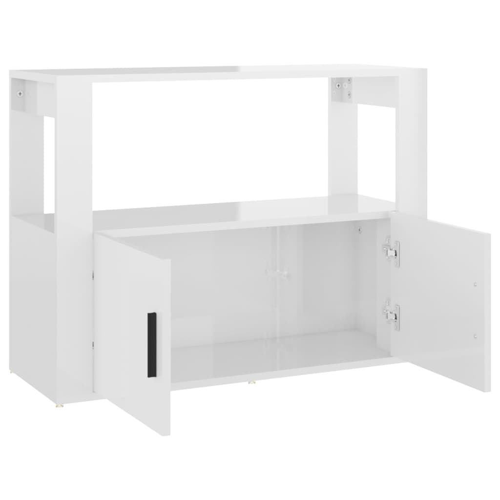 Shiny white buffet 80x30x60 cm engineering wood