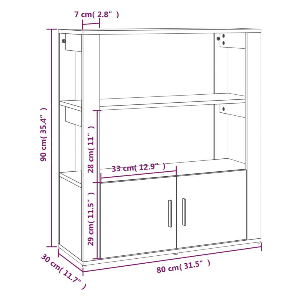 Weißes Buffet 80x30x90 cm Engineering Holz